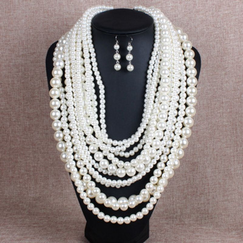 Européen Et Américain De Mode Ornement En Gros Multi-couche Perle Exagérée Long Pull Collier De Chaîne Féminine 6070