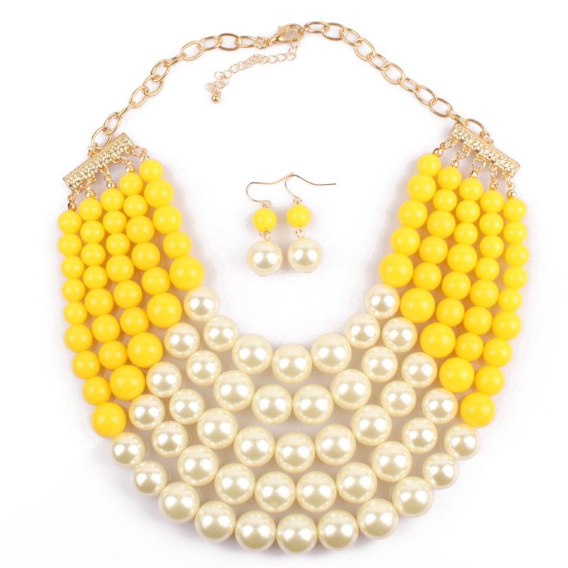 Occident And The United States Beads  Necklace Set (yellow)  Nhct0017-yellow
