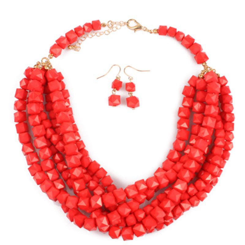 Occident And The United States Resin  Necklace Set (rose Red)  Nhct0050-rose Red
