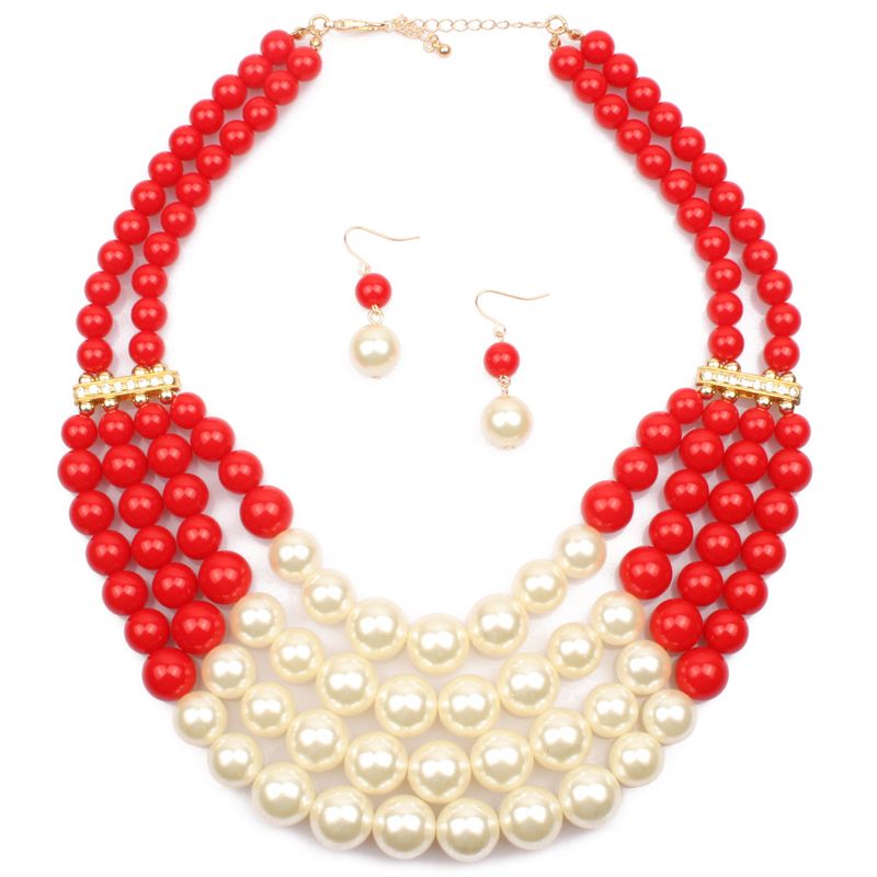 Occident And The United States Resin  Necklace (red)  Nhct0064-red