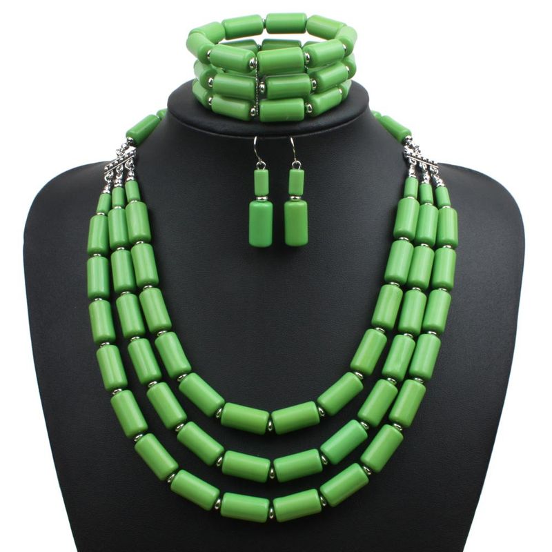 Occident And The United States Resin  Necklace Set (green)  Nhct0067-green