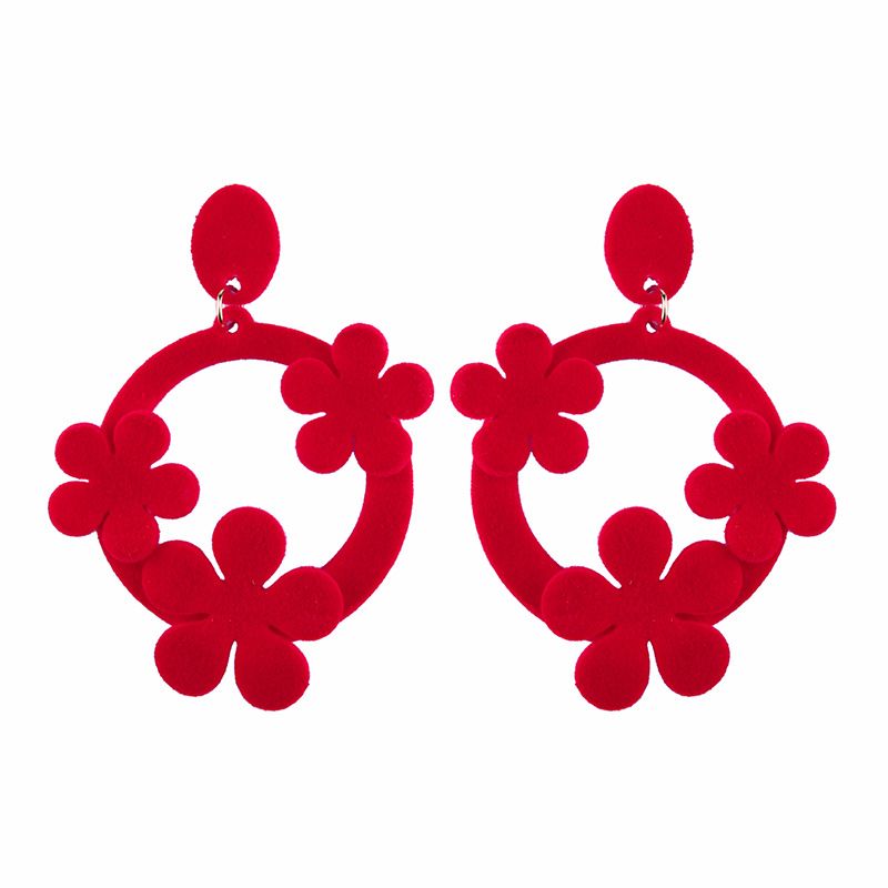 Imitated Crystal&cz Fashion Geometric Earring  (red) Nhjq9865-red