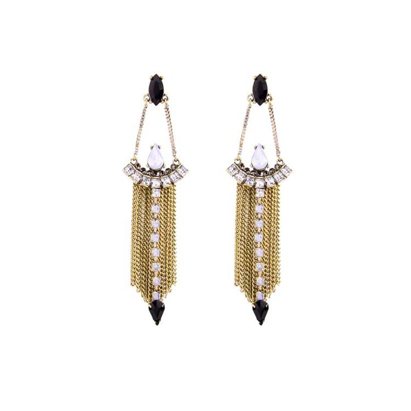 Alloy Fashion Tassel Earring  (black -1) Nhqd4405-black -1