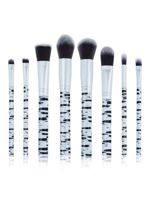 Plastic Fashion  Makeup Brush  (8 Sticks - Alloy Tube - Zebra Pattern) Nhao0014-8 Sticks - Alloy Tube - Zebra Pattern