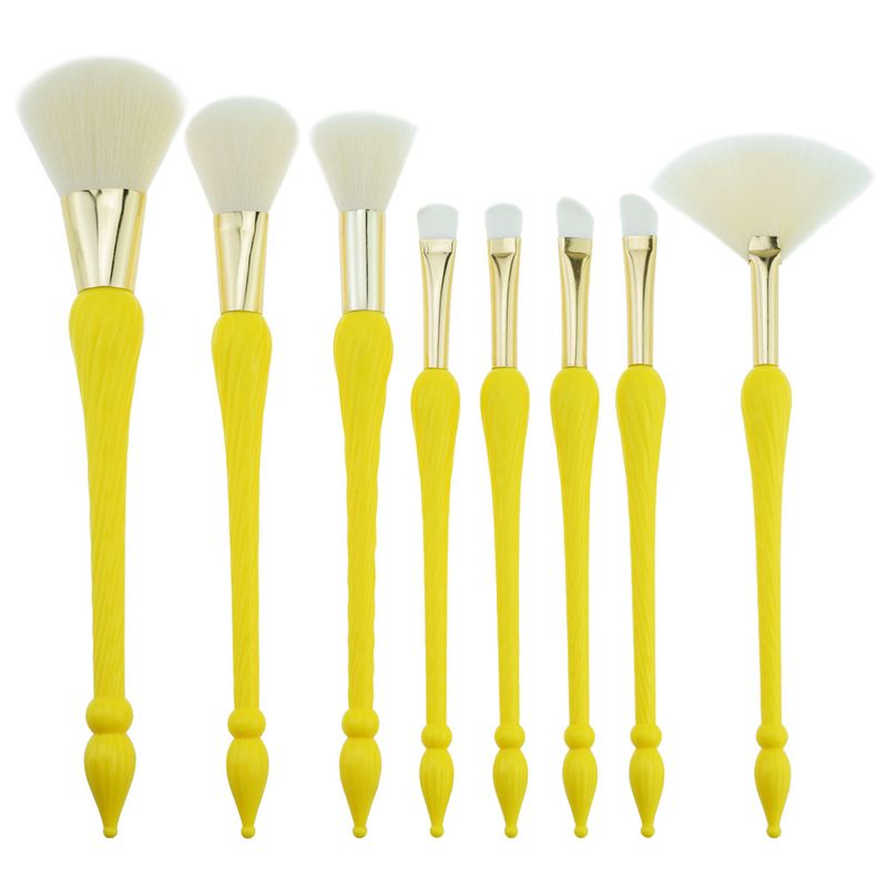 Plastic Fashion  Makeup Brush  (8 Sticks - Yellow) Nhao0053-8 Sticks - Yellow