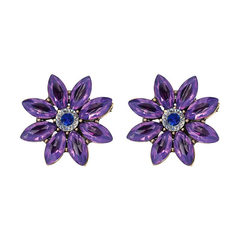 Korea Imitated Crystal&cz Earring Flowers Nhjj3944-purple