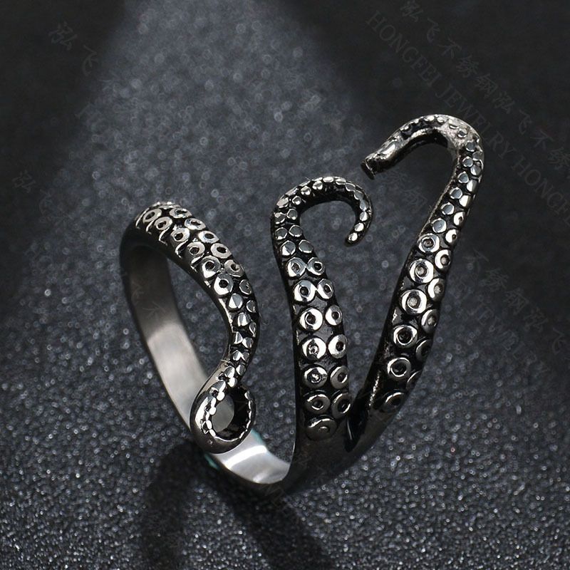 Titanium&stainless Steel Vintage Geometric Ring  (steel Color) Nhhf1113-steel-color
