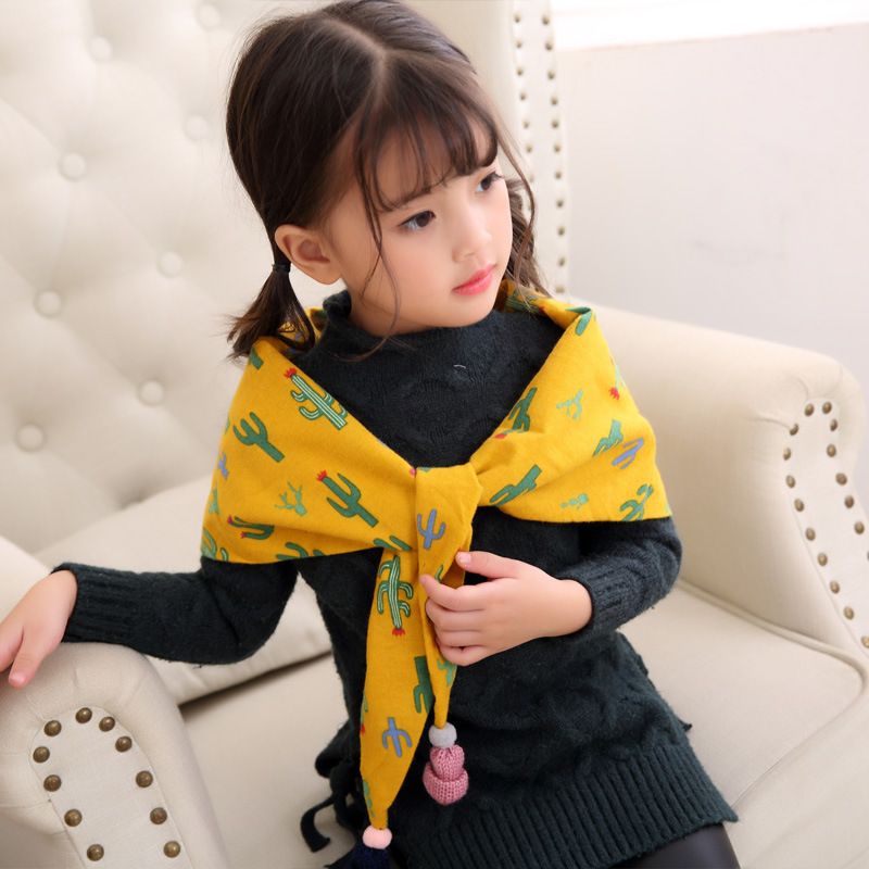 Kinder Doppels Chicht Dreiecks Schal Schal Frauen Koreanische Version Herbst Und Winter Baby Quaste Baumwolle Und Leinen Schal Jungen Mädchen Flut Doppelseitig