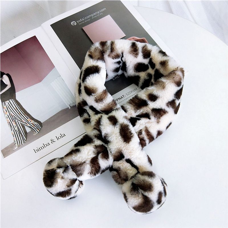 Doppel Ball Leoparden Muster Plüsch Schal Nachahmung Pelz Lätzchen Weibliche Koreanische Herbst-und Winter Kragen Verdickt Warme Eltern-kind-kragen
