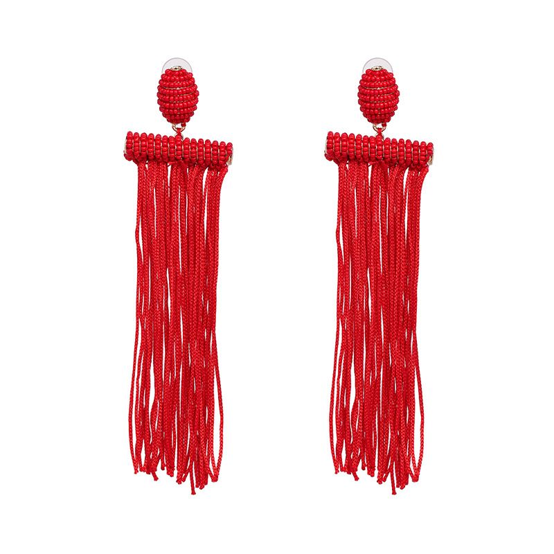 Cloth Fashion Tassel Earring  (red) Nhjj5321-red