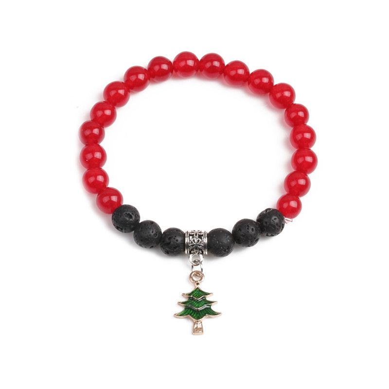 Außenhandel Grenz Überschreiten Der Roter Achat Vulkanischen Stein Armband Schneeflocke Weihnachts Armband Christmas Bracelet