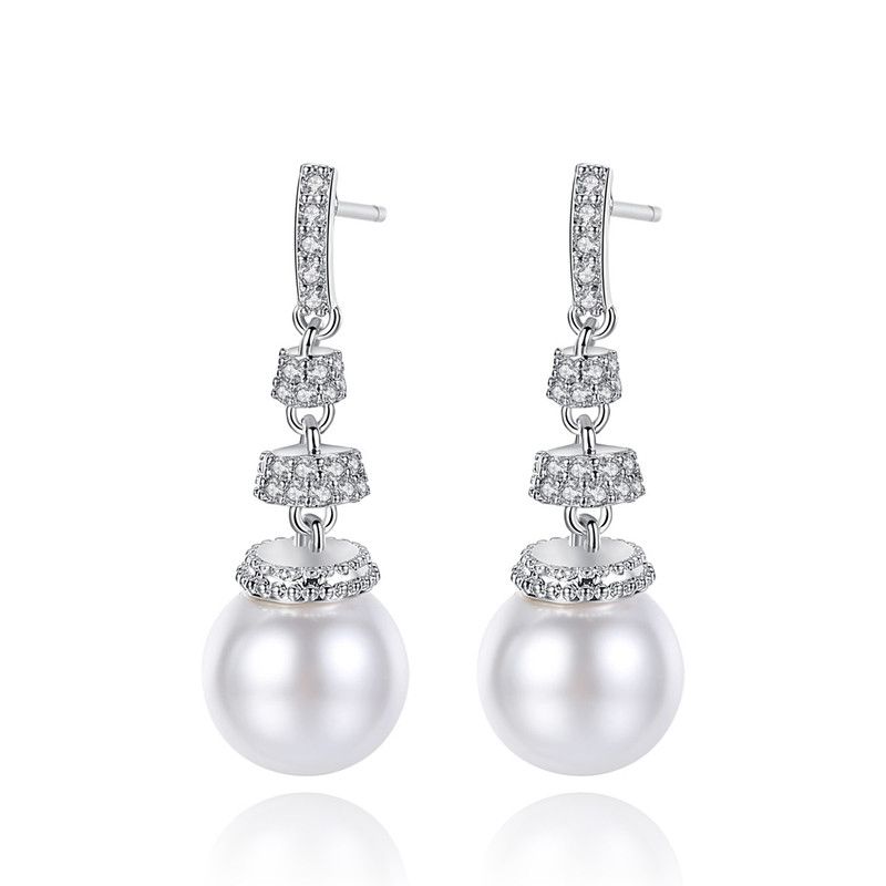 Jinsechun Ohrringe Aaa Zirkon Perlen Ohr Haken Ohrringe Ohrringe Weiße Perlen Ohrringe Hersteller Großhandel
