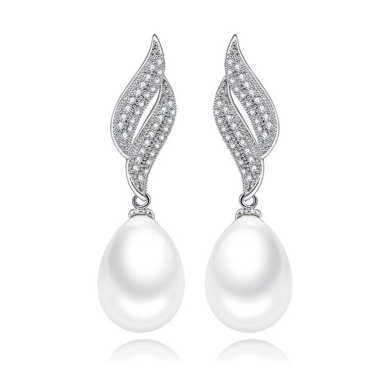 Jinse Reinweiße Muschel Perlen Streu Ohrringe Mode Exquisite Aaa Zirkon Eingelegte Ohrringe Hersteller Großhandel Weiblich