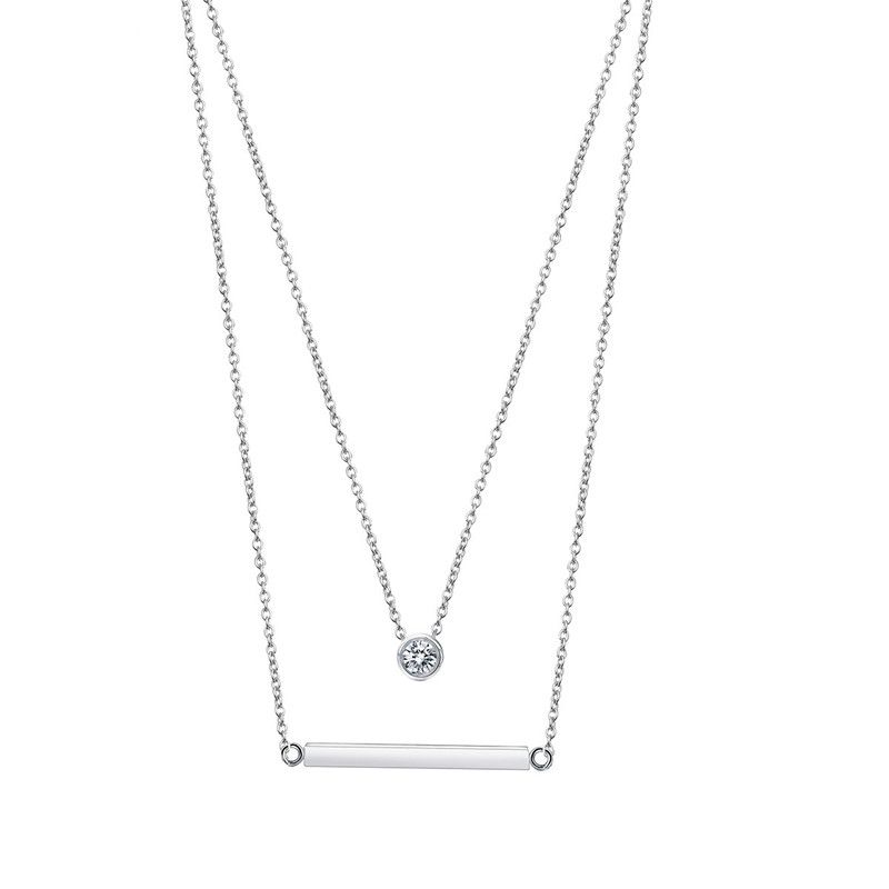 Alloy Simple Geometric Necklace  (platinum-t10e18) Nhtm0488-platinum-t10e18