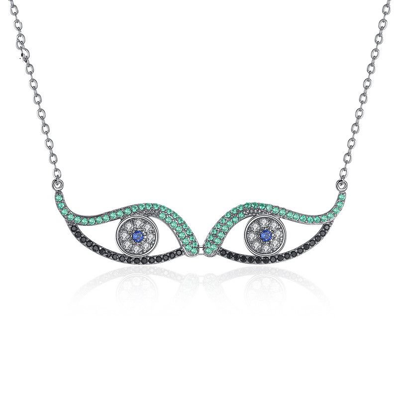 Jinse Binokularige Halskette Aaa Zirkon Eingelegtes Einfaches Augen Förmiges Halsband Damen Schmuck Hersteller Großhandel Großhandel