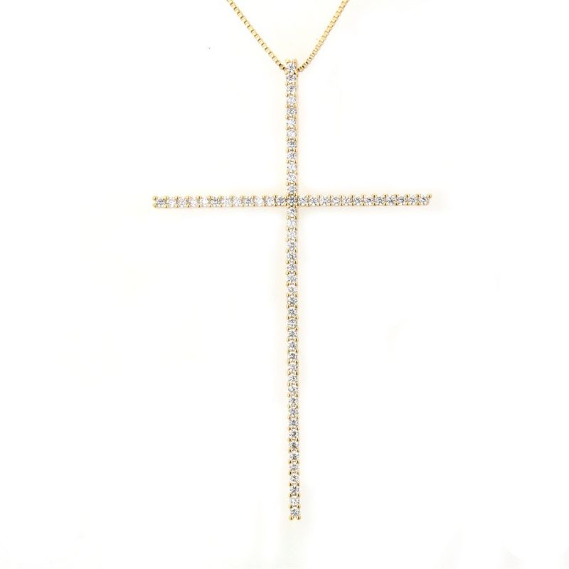 Copper Fashion Cross Necklace  (alloy-plated White Zircon) Nhbp0242-alloy-plated-white-zircon