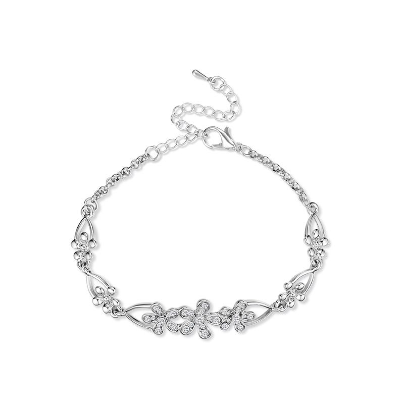 Croix-frontière Chaude Coréenne Simple Personnalisé Moderne Fille Coeur Ins Style Petite Fleur Diamant Réglable Exquis Bracelet