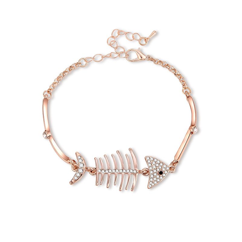 Chaude Commerce Extérieur Coréenne Style Creative Mignon Fishbone Strass-bracelet Incrusté De Bijoux De Mode Tout-match Femmes