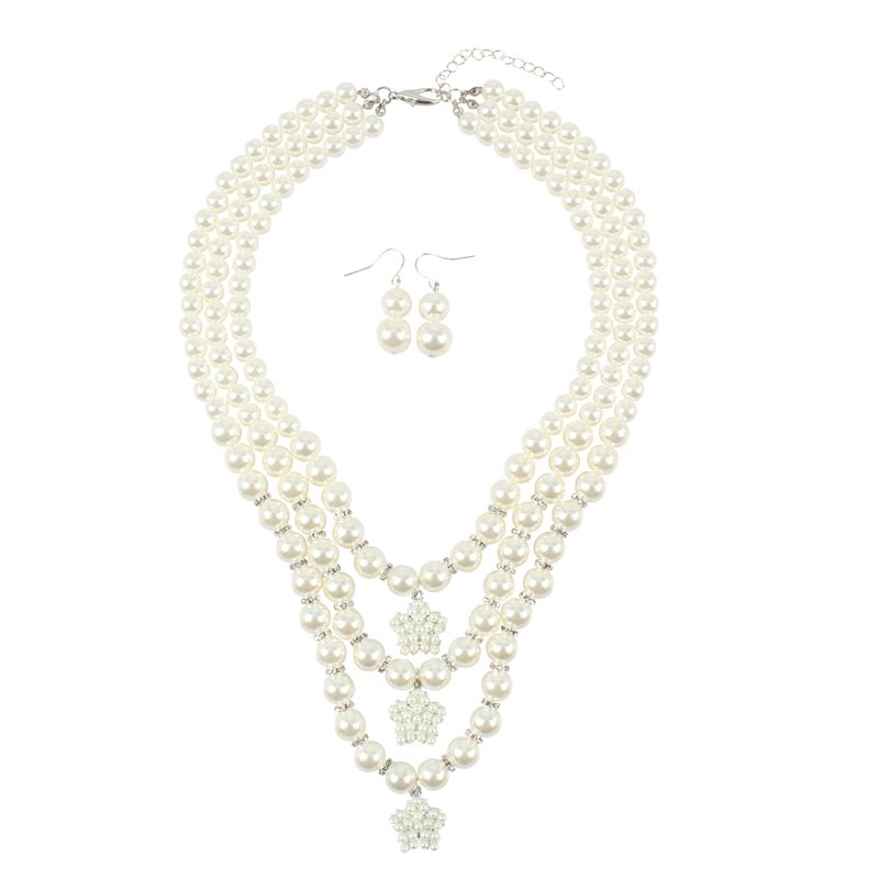 Beads Fashion Geometric Necklace  (creamy-white) Nhct0343-creamy-white
