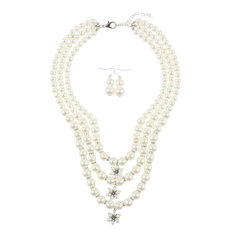 Beads Fashion Geometric Necklace  (creamy-white) Nhct0347-creamy-white