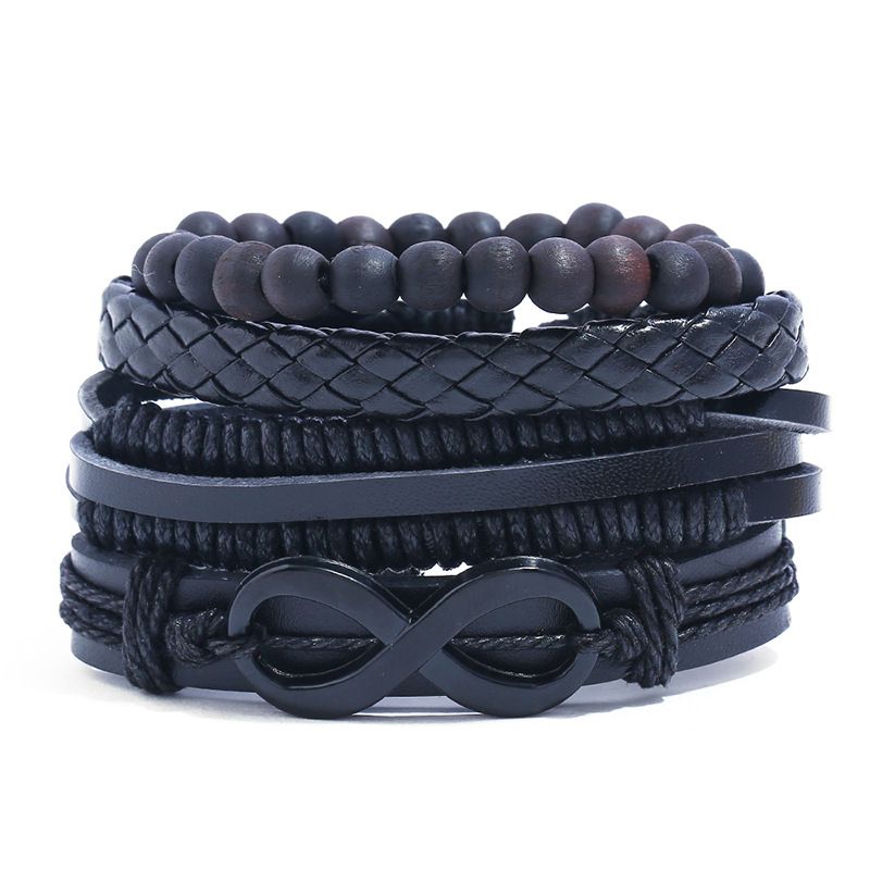 Leather Fashion Geometric Bracelet  (four-piece Set) Nhpk2148-four-piece-set