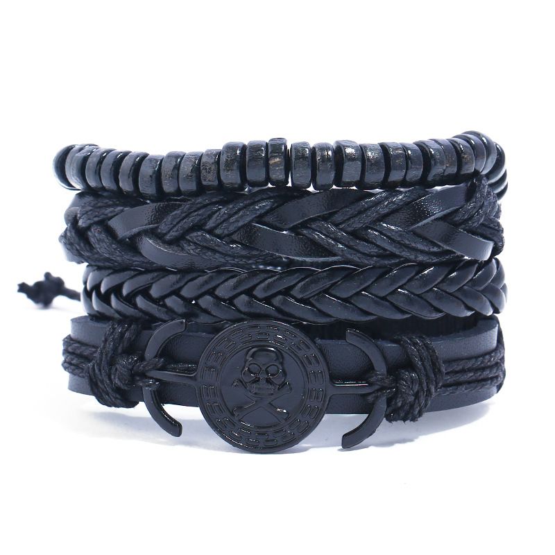 Leather Bohemia Geometric Bracelet  (four-piece Set) Nhpk2150-four-piece-set