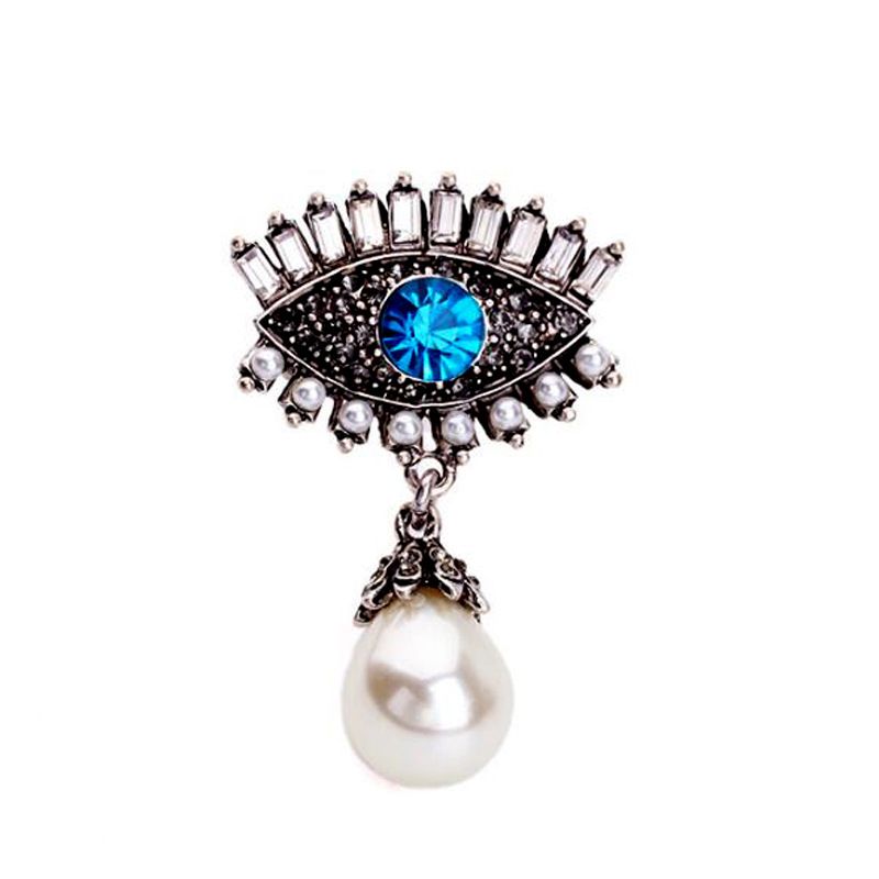 Européen Et Américain À La Mode Corsage Bijoux Populaire Yeux Personnalité Vintage Perle Diamant Alliage De Diable Oeil Broche Accessoires