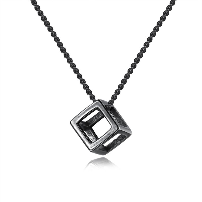 Titanium&stainless Steel Fashion Geometric Necklace  (steel Color Pendant + Matching Chain) Nhop3075-steel-color-pendant-matching-chain