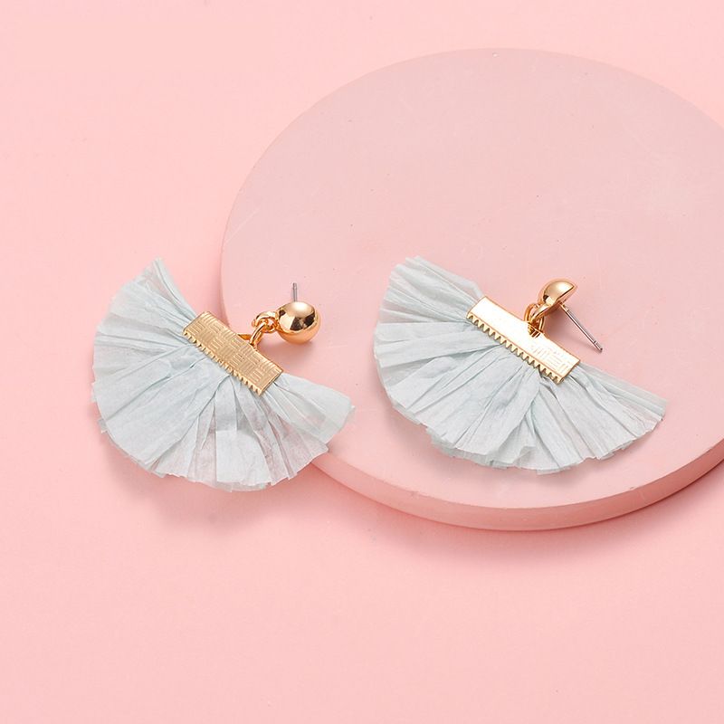 Qingdao Europäische Und Amerikanische Ohrringe Schmuck Farbe Bonbon Farbe Fächerförmige Lafette Ohrringe Außenhandel Neue Quelle