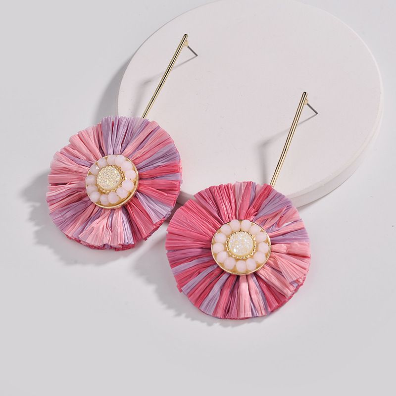 Qingdao Europäische Und Amerikanische Ohrringe Farbe Kristall Lafid Frühling Und Sommer Stil Runde Blume Damen Ohrringe Neue Ohrringe
