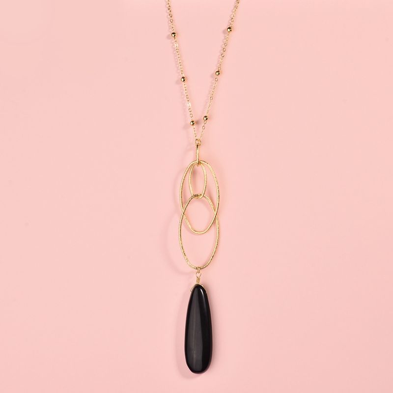 Alloy Fashion Geometric Necklace  (black) Nhlu0321-black