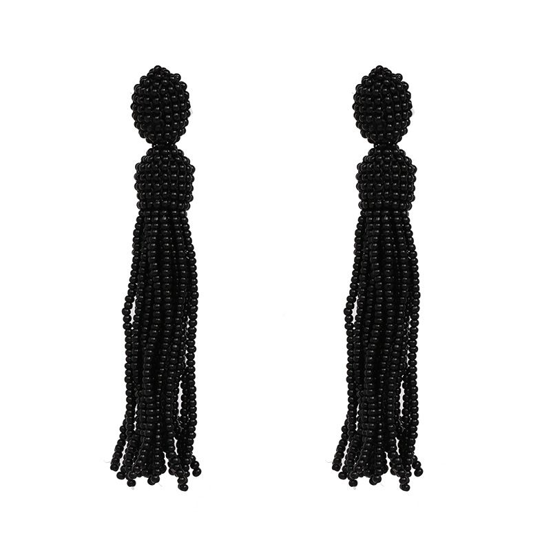 Alloy Fashion Tassel Earring  (black) Nhjj5346-black