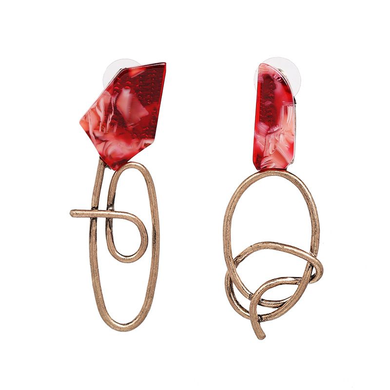 Plastic Fashion Geometric Earring  (red) Nhjj5356-red