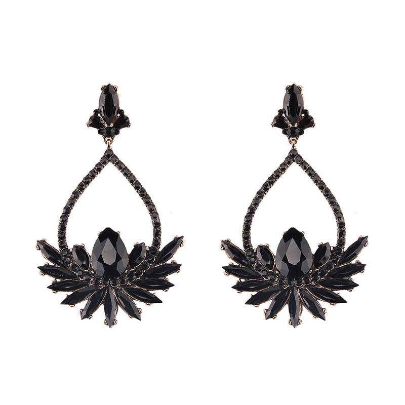 Imitated Crystal&cz Fashion Geometric Earring  (black) Nhjq11025-black