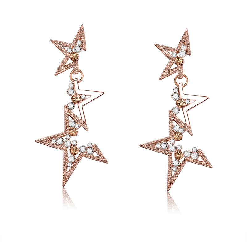 Europäische Und Amerikanische Mode Persönlichkeit Schmuck Kreative Unregelmäßige Fünfzackige Stern Diamant Lange Ohrringe Grenz Überschreiten Der E-commerce-direkt Vertrieb