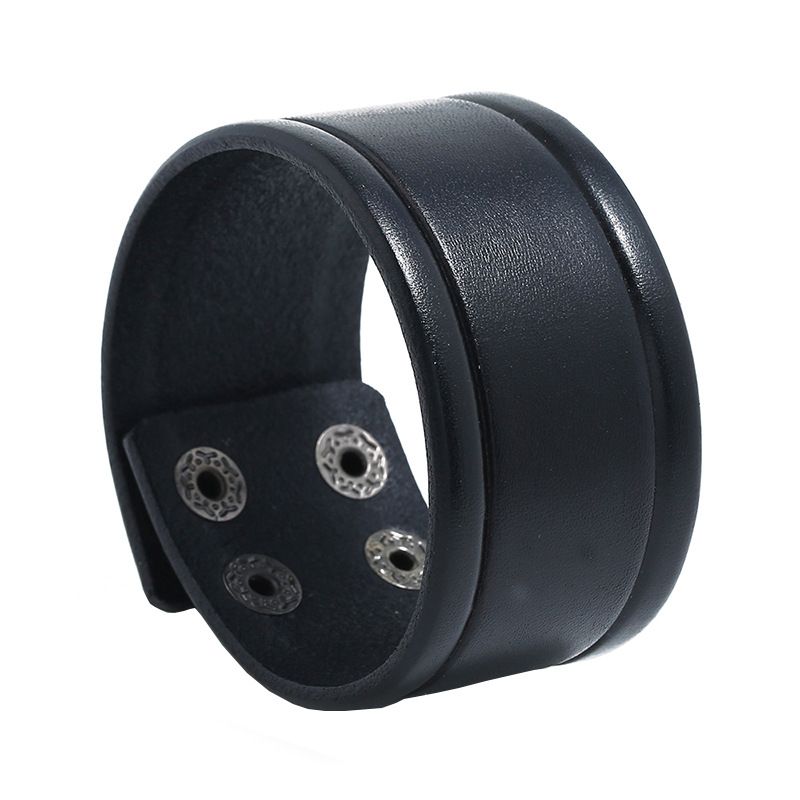 Leather Fashion Geometric Bracelet  (black) Nhpk2190-black