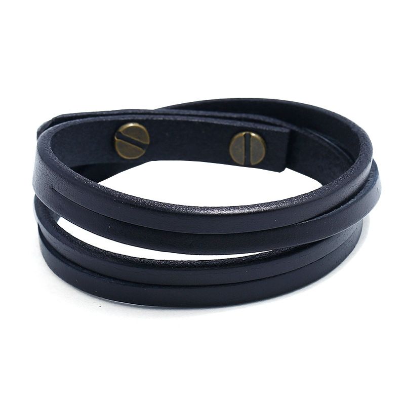 Leather Fashion Geometric Bracelet  (black) Nhpk2194-black