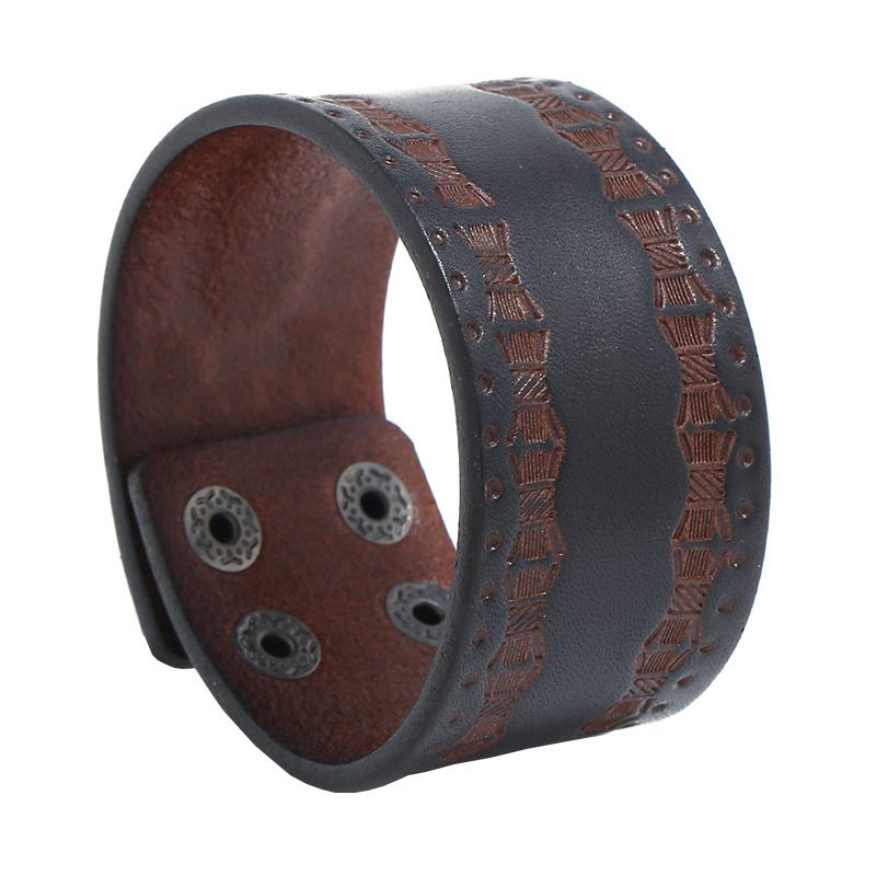 Leather Fashion Geometric Bracelet  (brown) Nhpk2195-brown