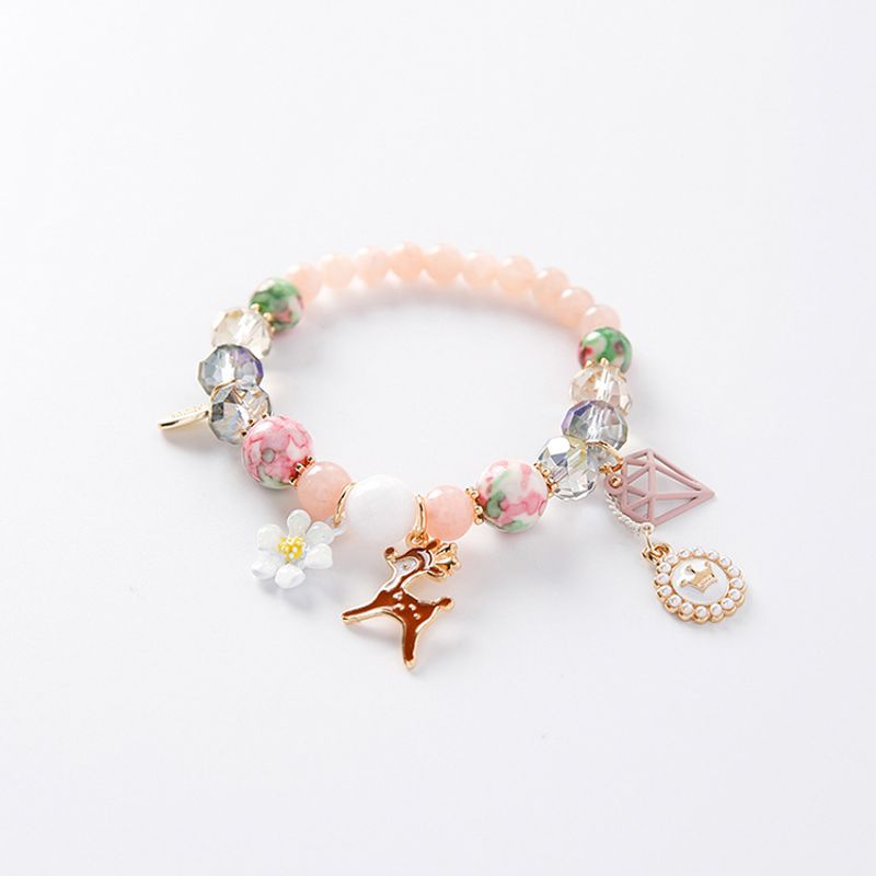 Imitated Crystal&cz Korea Flowers Bracelet  (a Pink) Nhms1844-a-pink
