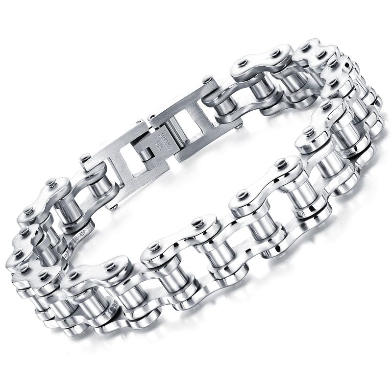 Titanium&stainless Steel Fashion Geometric Bracelet  (steel Long Section 21.5) Nhop3099-steel-long-section-21.5