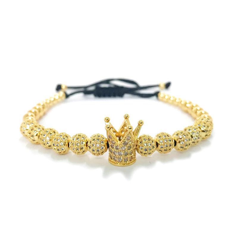 Mikro-eingelegte Zirkon Cz Ball Große Krone Gewebtes Armband Crown Bracelet