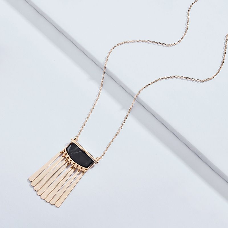 Cloth Fashion Geometric Necklace  (black) Nhlu0488-black