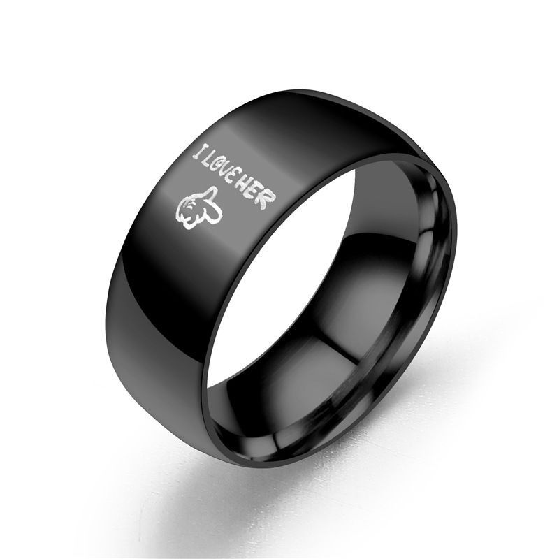 Heißer Europäischer Und Amerikanischer Neuer Stil I Love You Schwarz Elegante Königin Mode Paar Ring Ring Hersteller