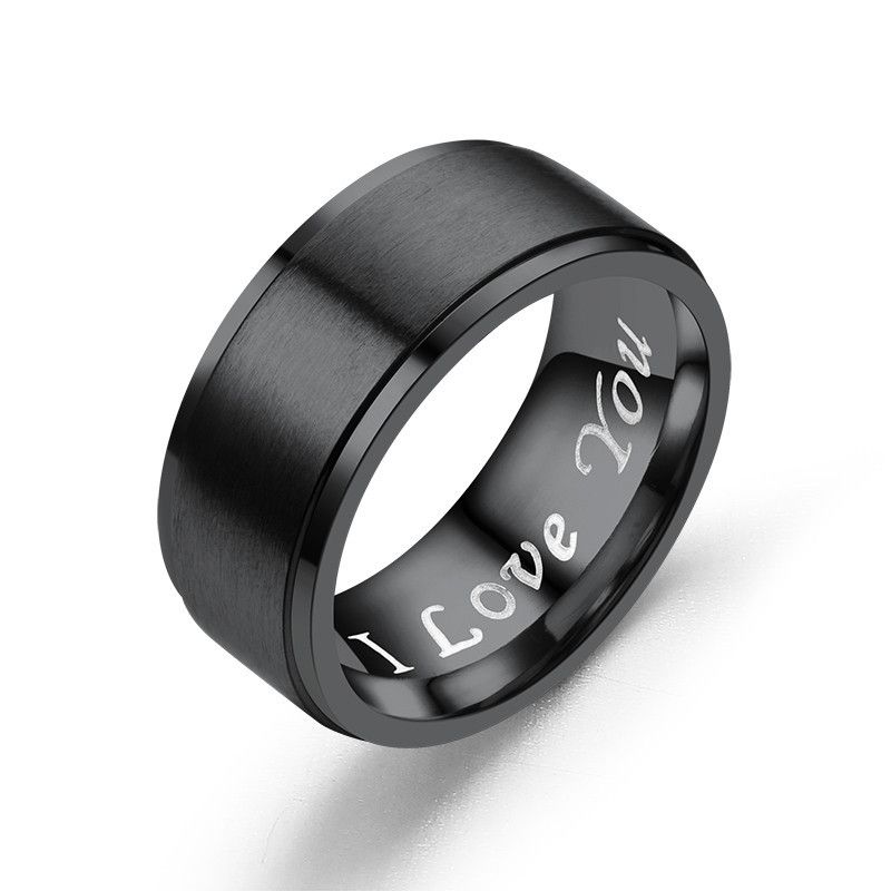 Titanium&stainless Steel Fashion Geometric Ring  (8mm Black-6) Nhtp0022-8mm-black-6