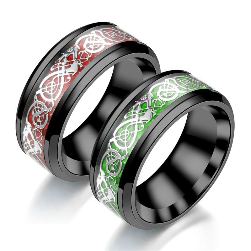 Titanium&stainless Steel Bohemia Cartoon Ring  (8mm Red Alloy Piece-6) Nhtp0026-8mm-red-alloy-piece-6