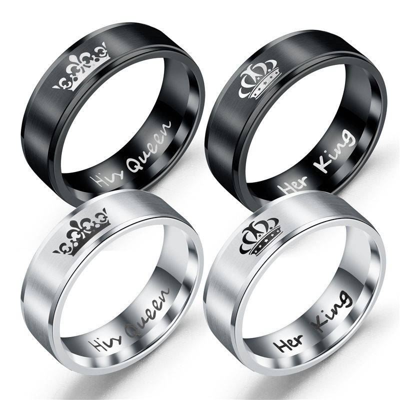 Titanium&stainless Steel Fashion Geometric Ring  (6mm Steel Color Queen-5) Nhtp0038-6mm-steel-color-queen-5