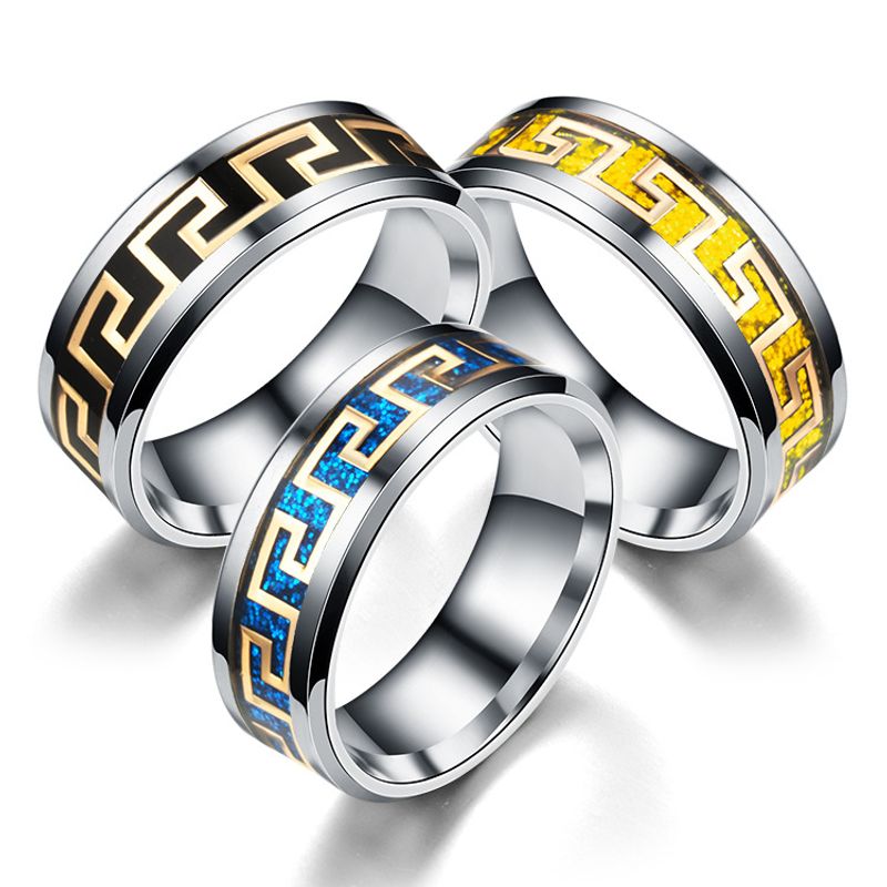 Titanium&stainless Steel Fashion Geometric Ring  (8mm Alloy Bottom Alloy Piece-6) Nhtp0040-8mm-alloy-bottom-alloy-piece-6