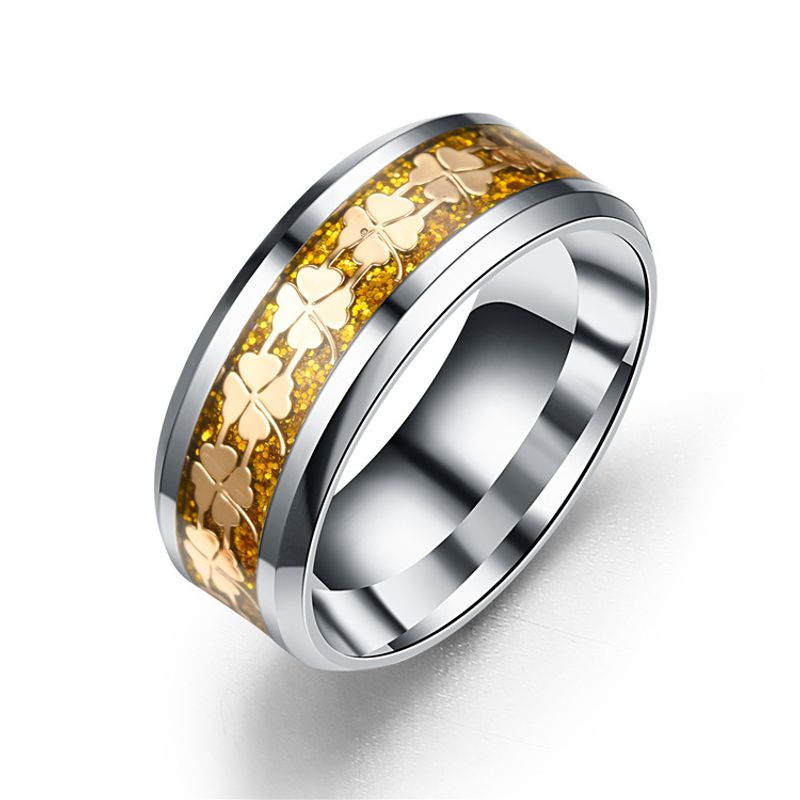 Titanium&stainless Steel Fashion Geometric Ring  (8mm Alloy Bottom Alloy-6) Nhtp0057-8mm-alloy-bottom-alloy-6