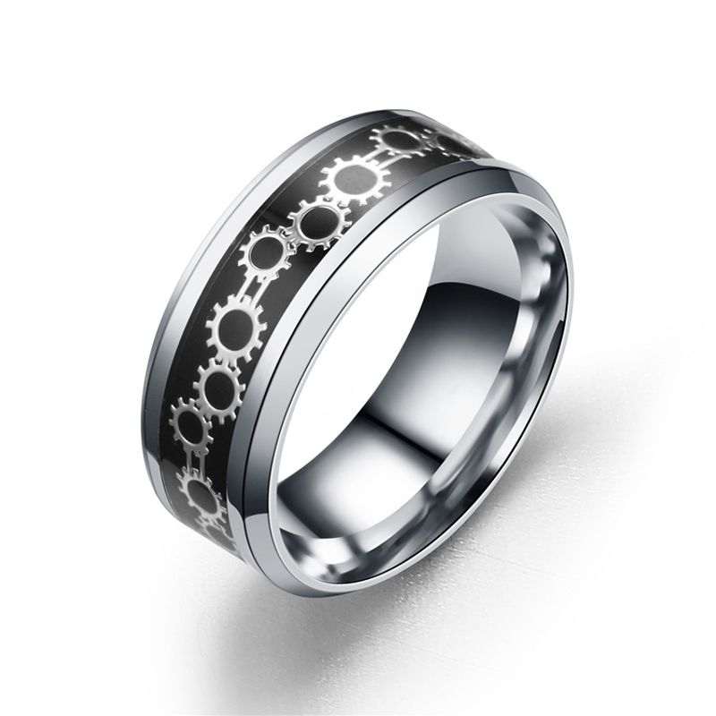 Titanium&stainless Steel Fashion Geometric Ring  (black Bottom Alloy Plate - 6) Nhtp0059-black-bottom-alloy-plate-6