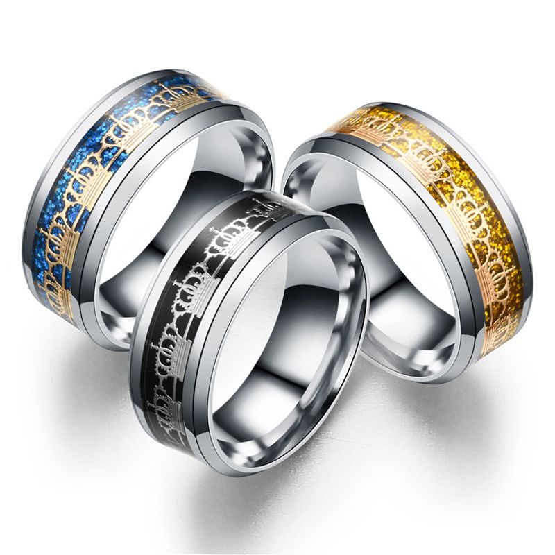 Titanium&stainless Steel Fashion Geometric Ring  (8mm Alloy Bottom Alloy Piece-6) Nhtp0060-8mm-alloy-bottom-alloy-piece-6